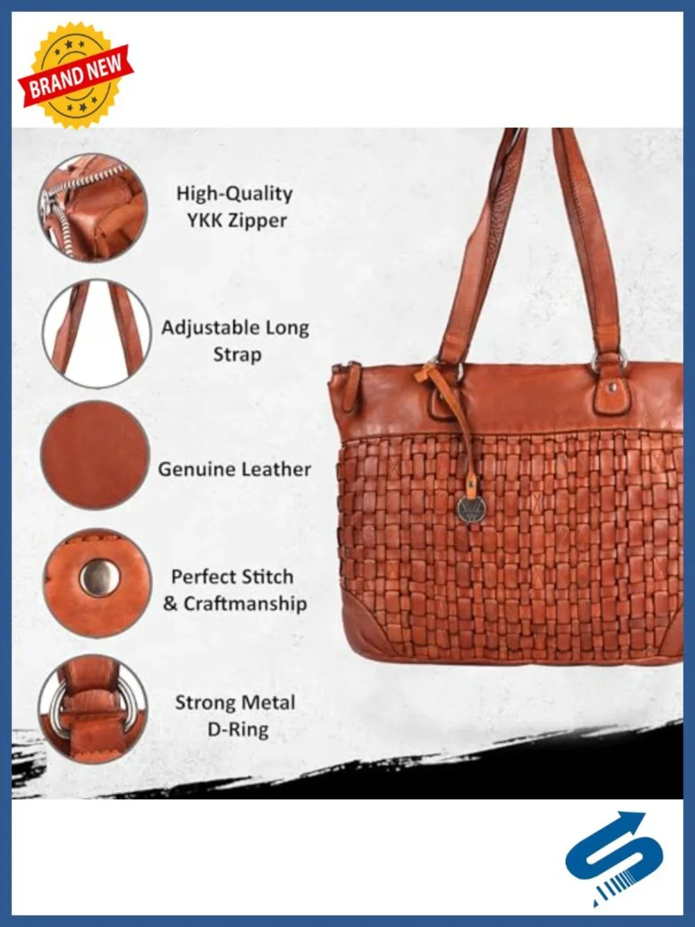 Genuine Leather Tote Handbag Satchel Shoulder Bag Laptop Compartment Multi
